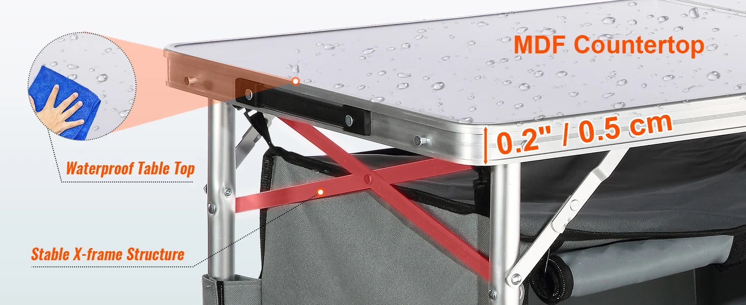 SucceBuy Folding Camping Kitchen Table – Quick Setup Outdoor Table