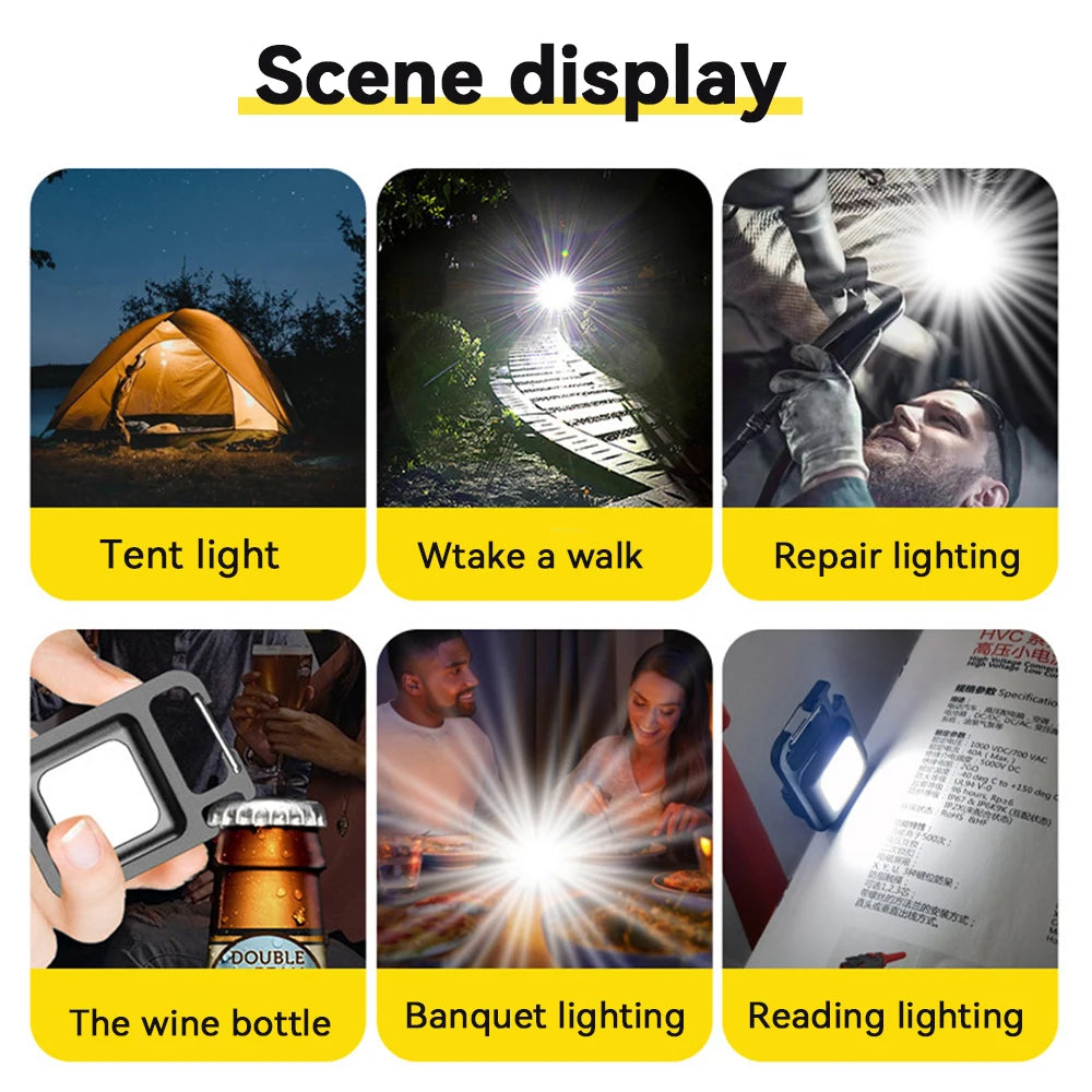 1/2Pcs Mini COB Keychain Work Light – Emergency LED Flashlight