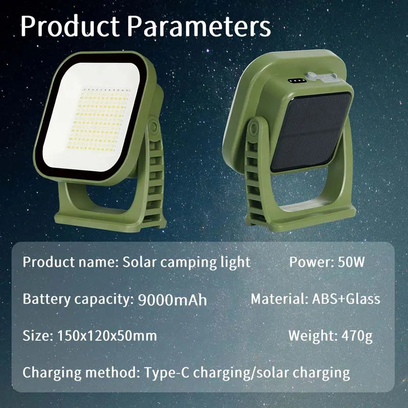 MOSLIGHTING 80W Solar Camping Lantern – Zoom Torch with Magnet & Strong LED Light