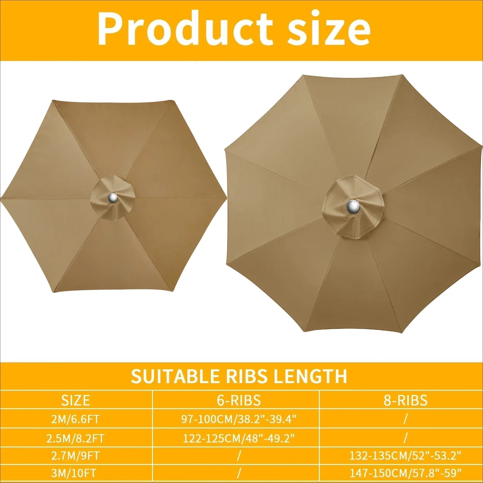 Replacement Parasol Canopy Cover with UV Protection