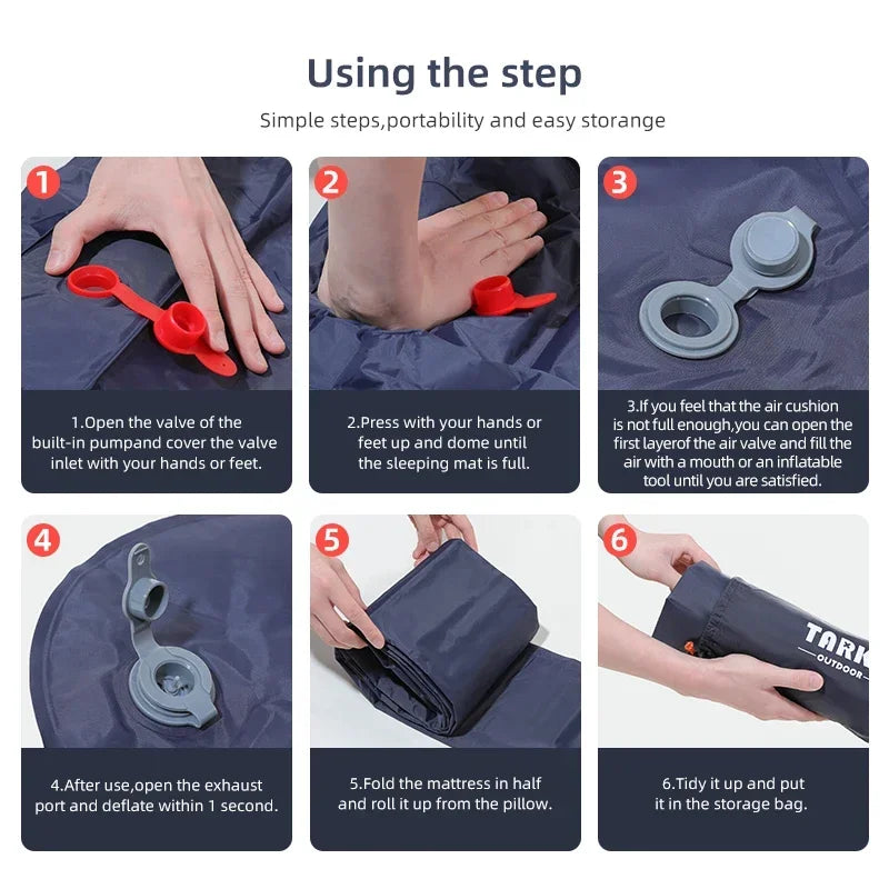 TARKA Self-Inflating Camping Mat – Air Cushion with Pillow for Hiking & Climbing