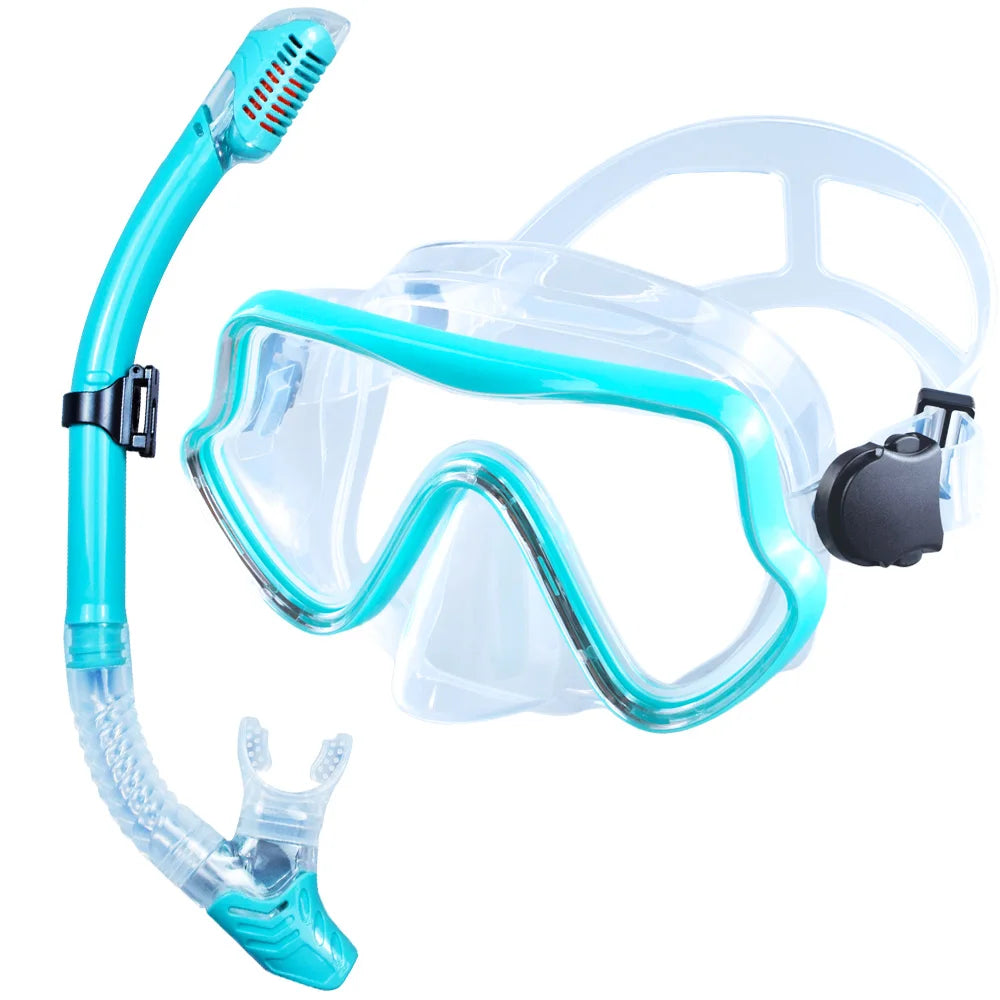 Adult Scuba Diving Mask & Snorkel Set – Tempered Glass Panoramic View