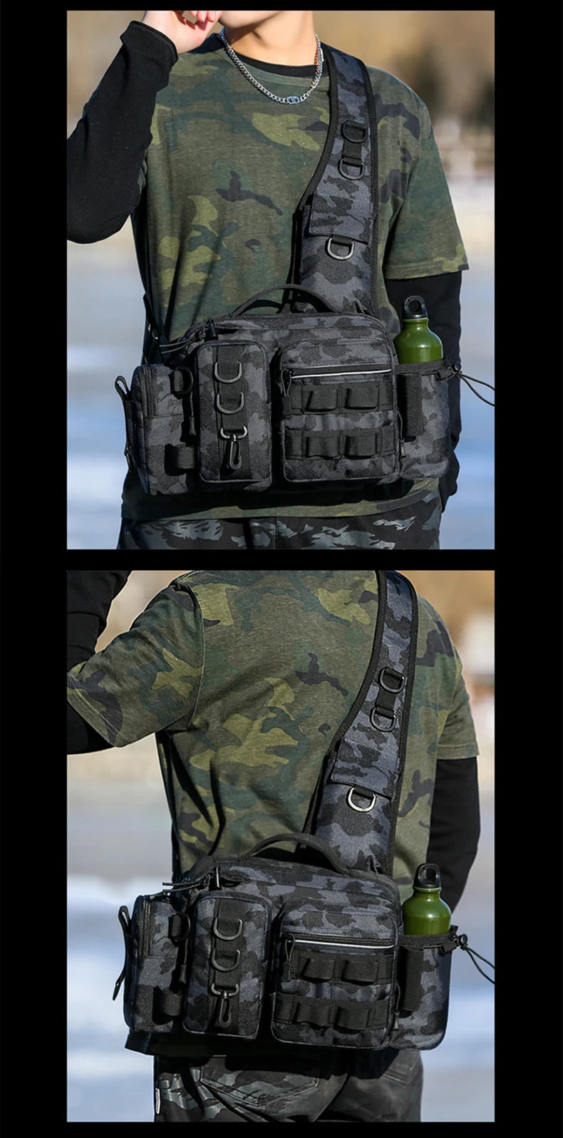 Fishing Tackle Backpack with Rod Holder – Sling Shoulder Gear Bag