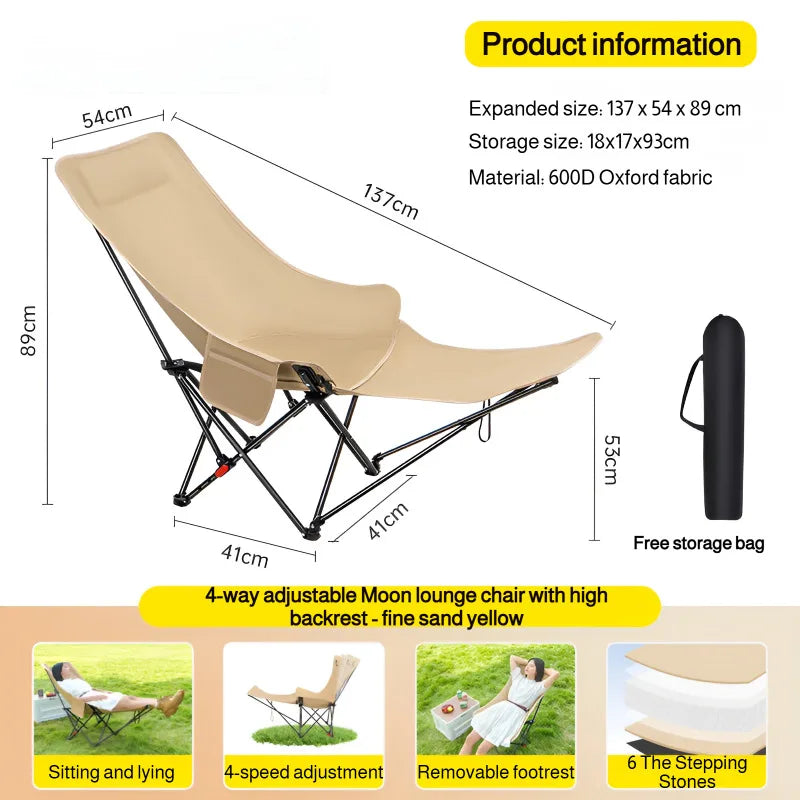 Adjustable Folding Outdoor Moon Chair – Portable High Back Camping & Beach Chair