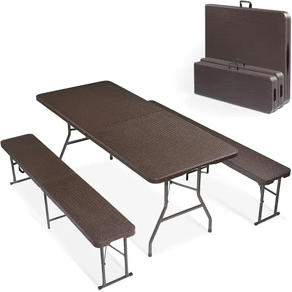 3-Piece Folding Picnic Table Set – 6-Foot Table with 2 Benches