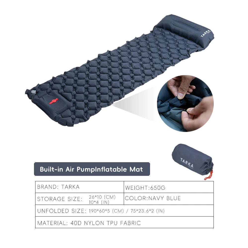 TARKA Self-Inflating Camping Mat – Air Cushion with Pillow for Hiking & Climbing