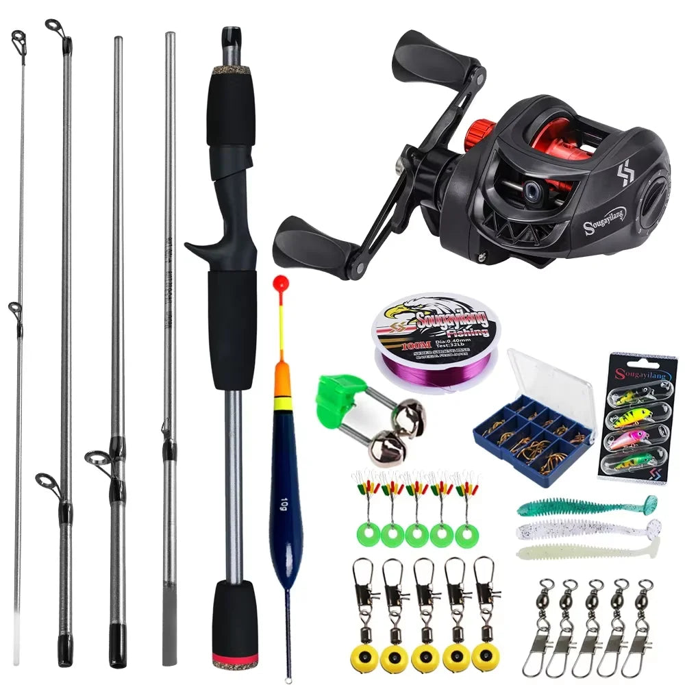 Sougayilang Baitcasting Combo Kit – 5-Section Rod + 7.2:1 Reel