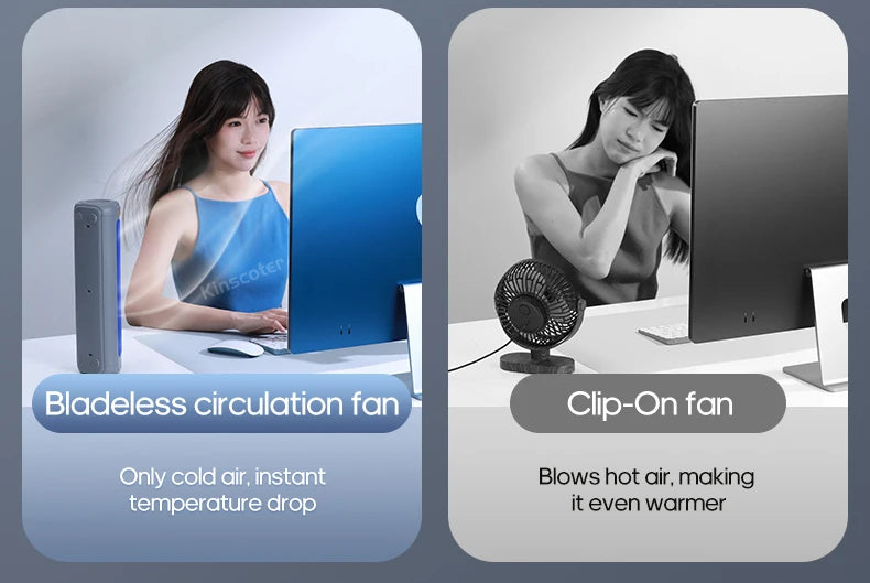 KINSCOTER Rechargeable Desktop Air Conditioner Fan – Wall-Mount, 3-Speed Cooling