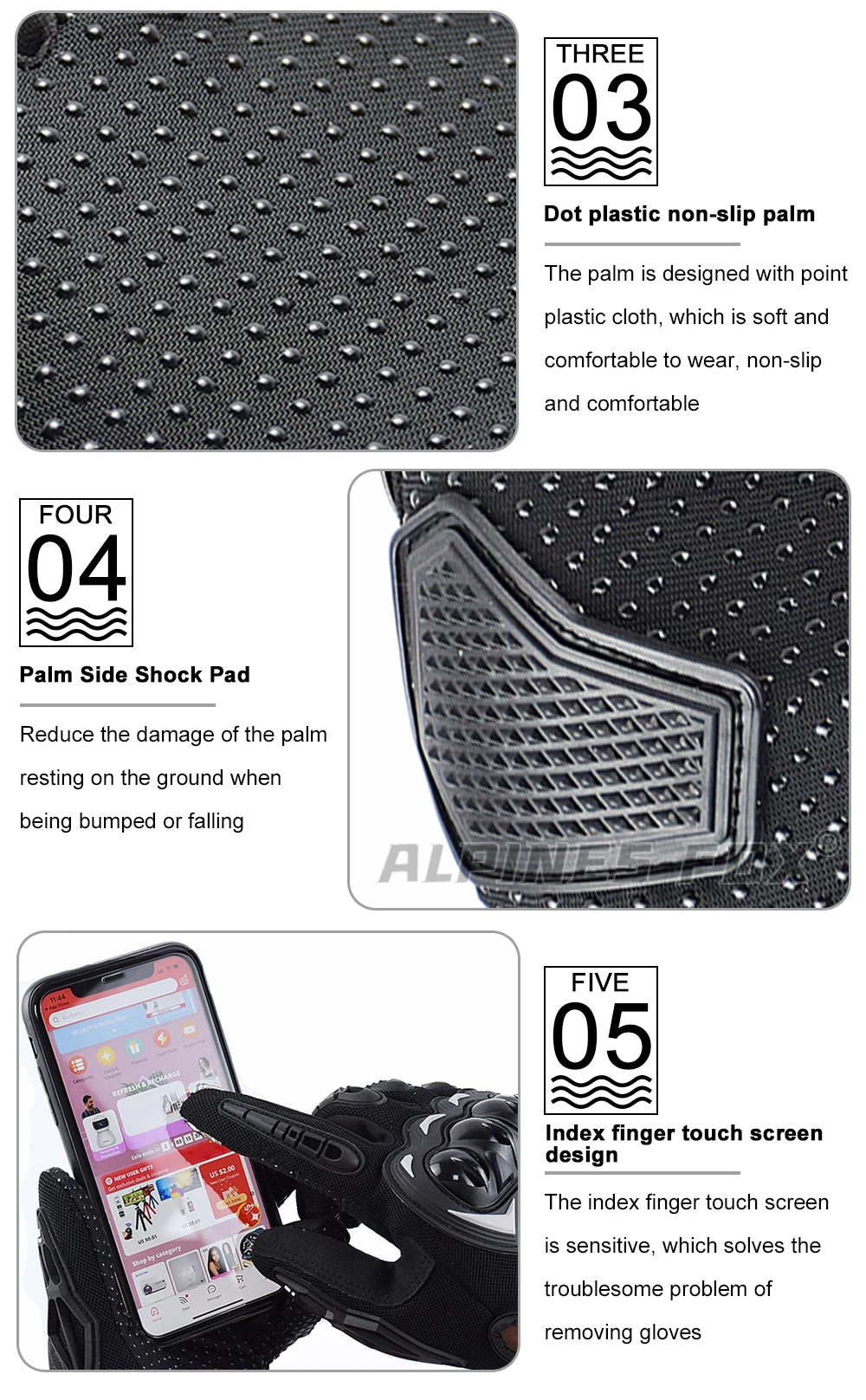 SUOMY Orange Full-Finger Motorcycle Gloves – Summer Touchscreen Gloves for Men & Women