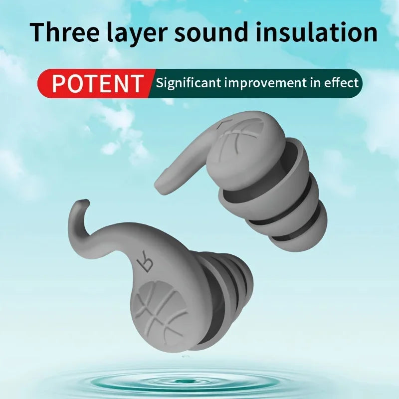 2PCS Waterproof Reusable Silicone Earplugs