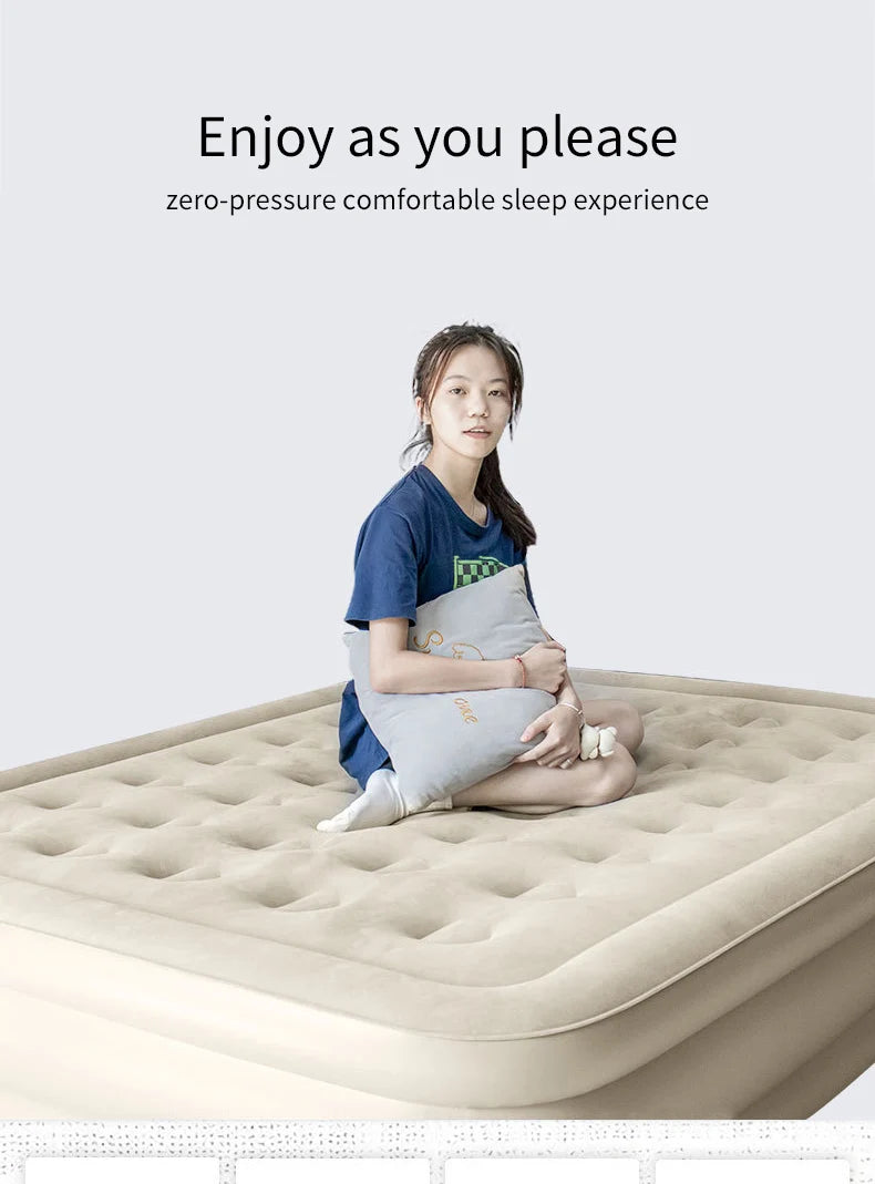 Luxury 2-Person Inflatable Camping Mattress – Thick PVC Bed with Built-in Pump