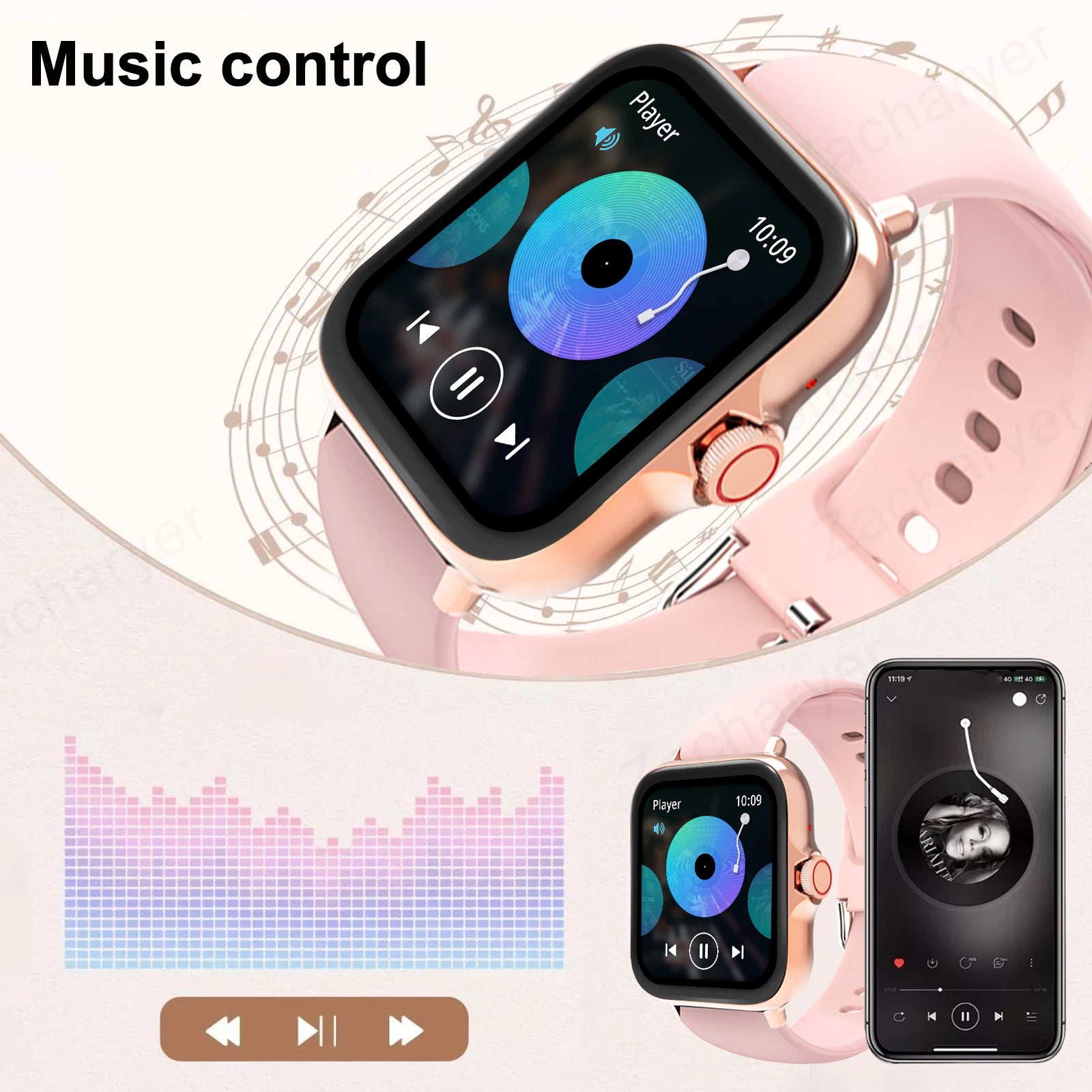 Bluetooth Smartwatch – Touch Dial, Music & Fitness Tracker