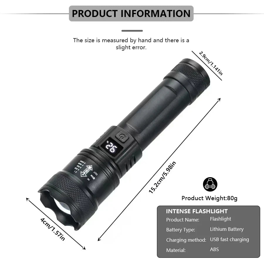 High Power LED Flashlight – USB Rechargeable Tactical Self-Defense Tool