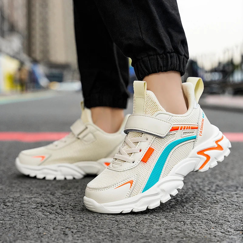 Lightweight Kids' Black Mesh Sneakers – Breathable & Non-Slip