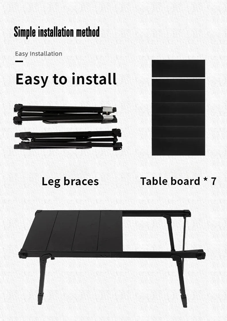 NOBANA&GLS Folding IGT BBQ Table – Adjustable & Lightweight