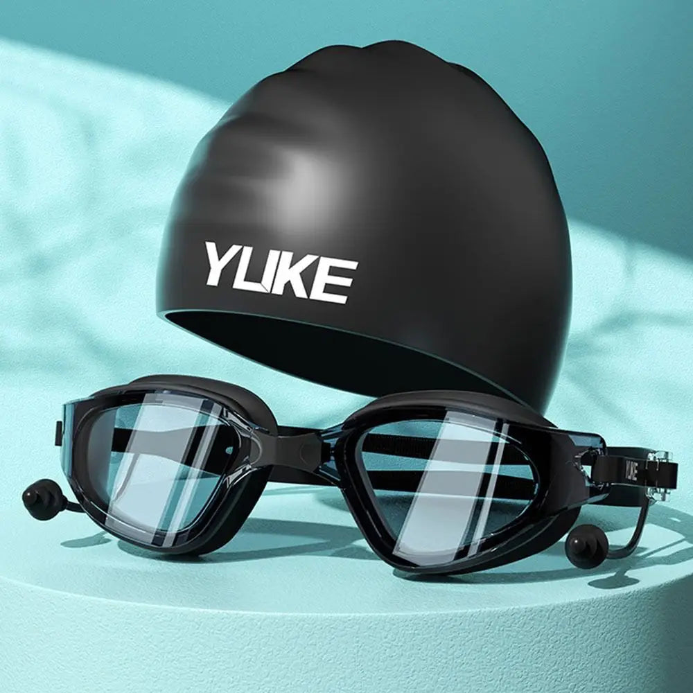 Portable Big Frame Silicone Swimming Goggles with Earplugs – HD Anti-Fog Eyewear