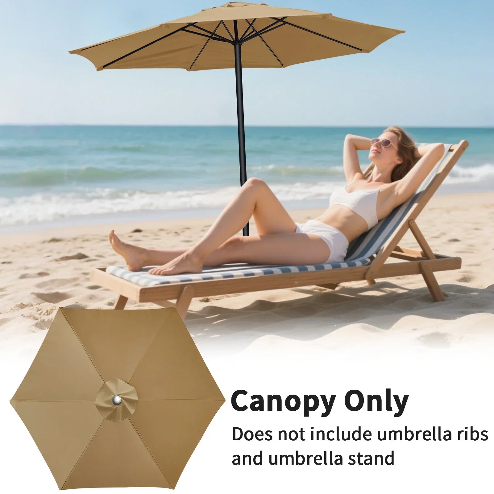 Replacement Parasol Canopy Cover with UV Protection