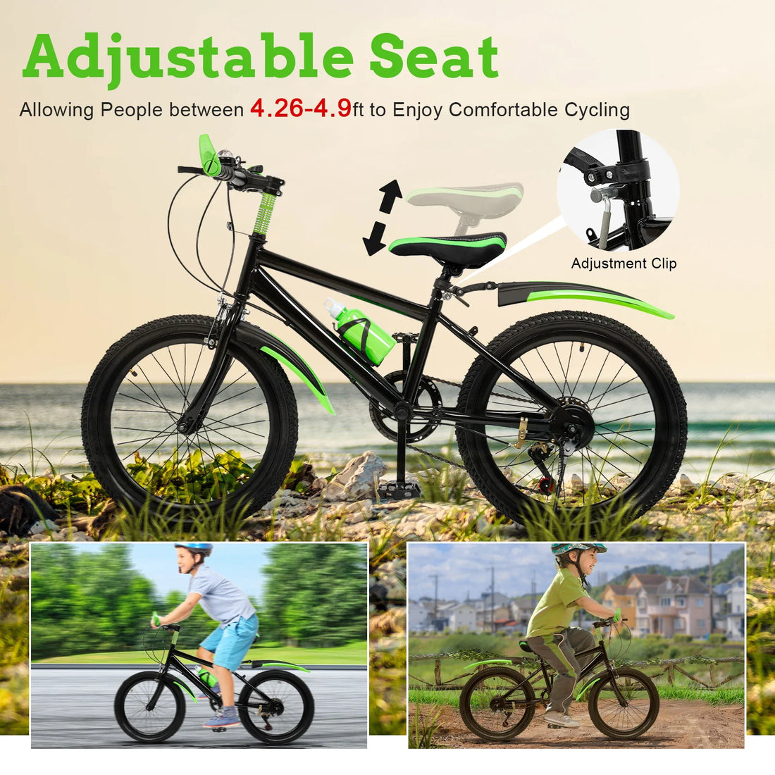 20" Kids Mountain Bike with 7-Speed Gears & Adjustable Seat
