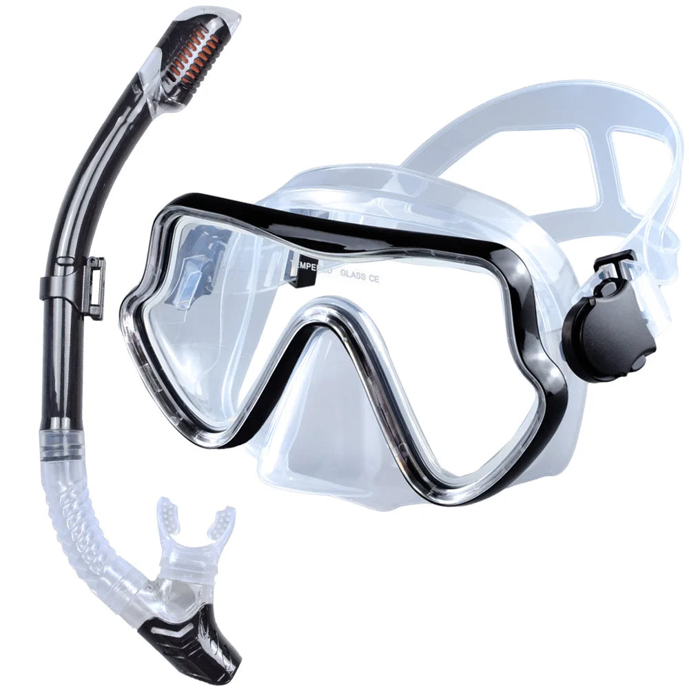 Adult Scuba Diving Mask & Snorkel Set – Tempered Glass Panoramic View