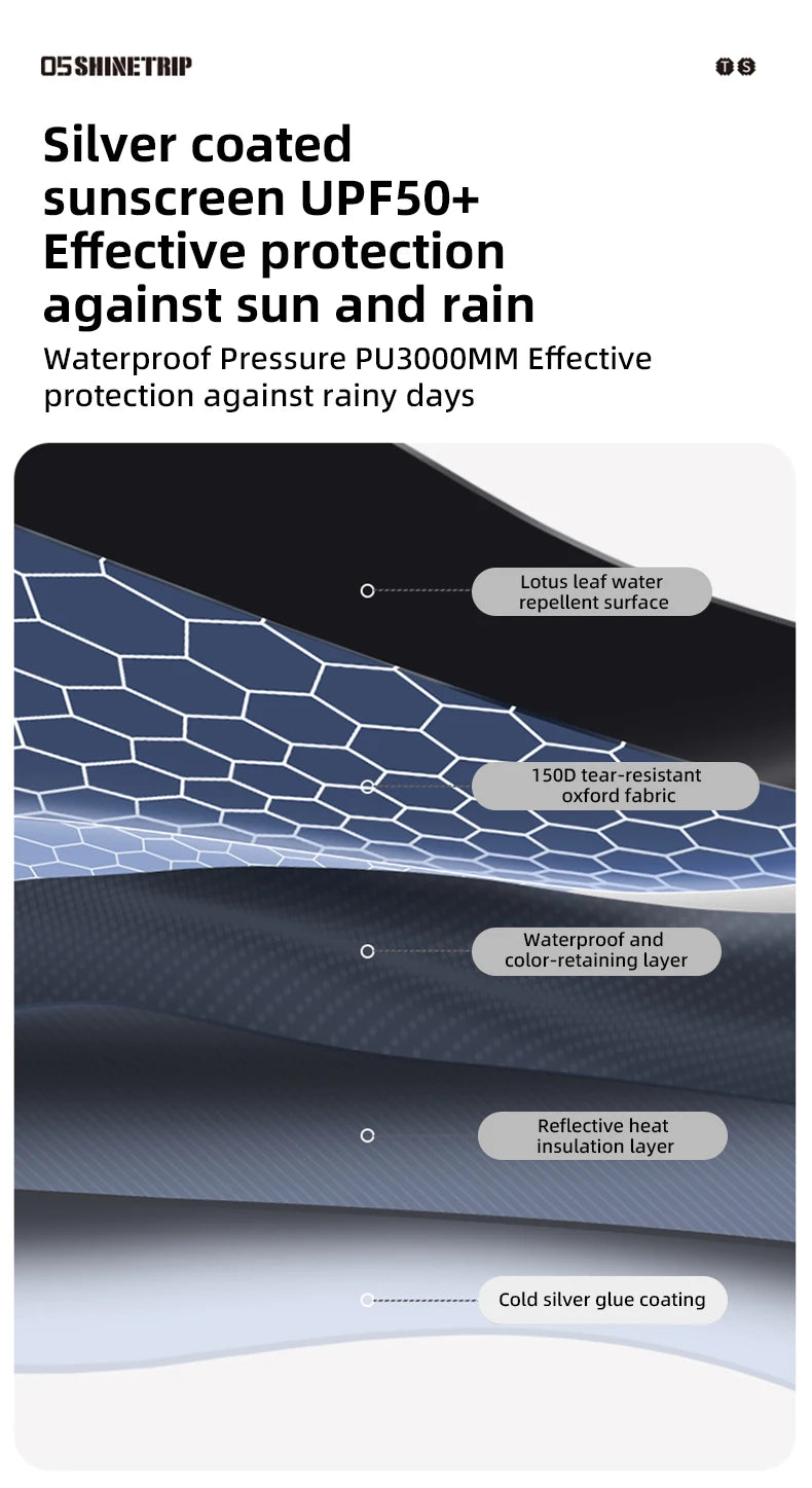 ShineTrip Waterproof Silver-Coated Camping Canopy