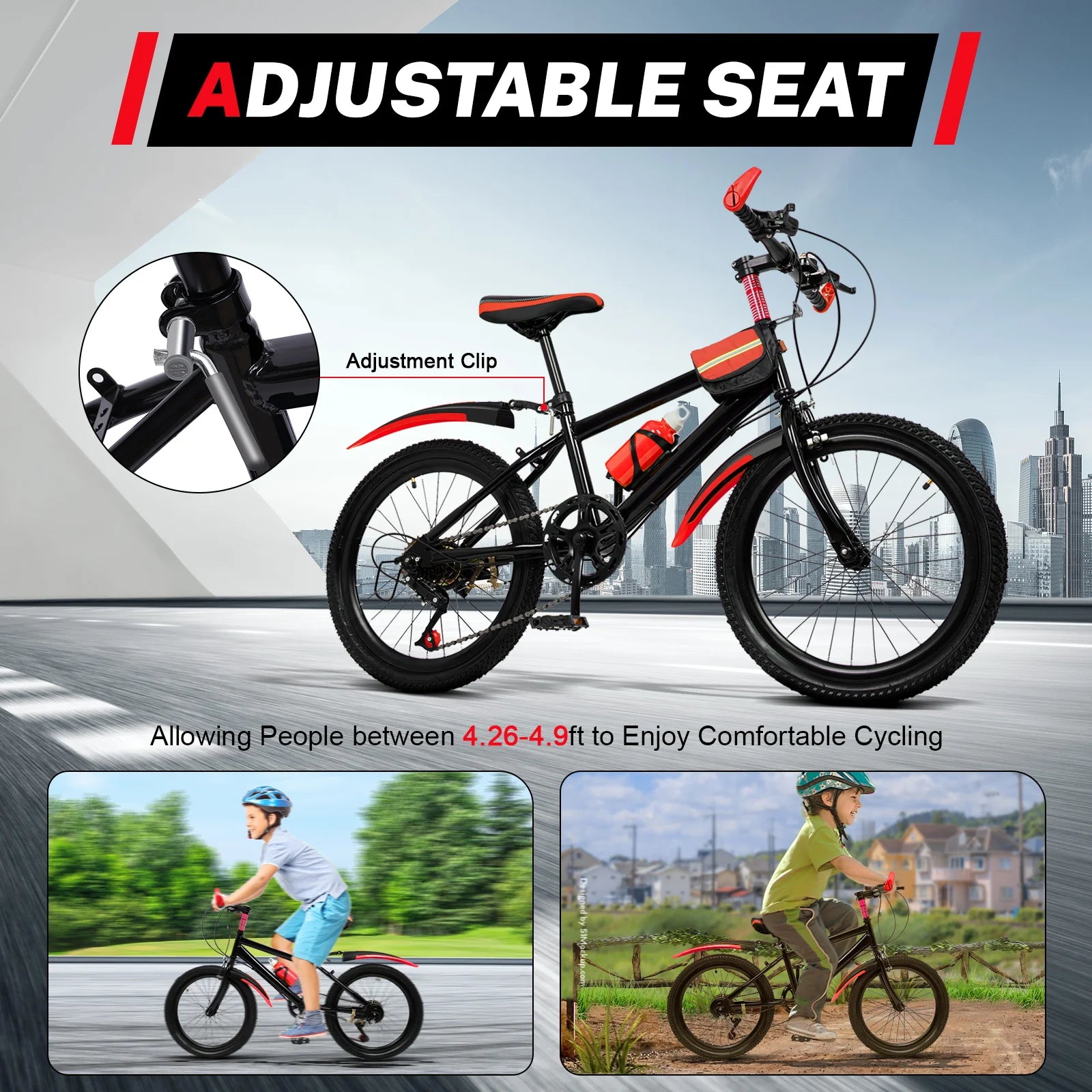 20" Kids Mountain Bike with 7-Speed Gears & Adjustable Seat