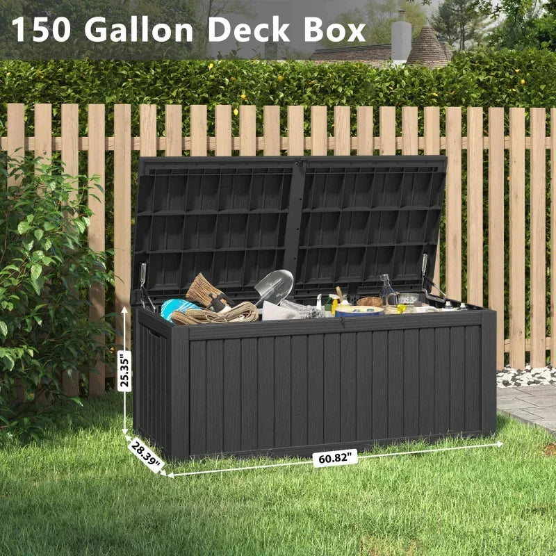 Resin Outdoor Storage Deck Box – 150/100/32 Gallon Weather-Resistant Patio Organizer