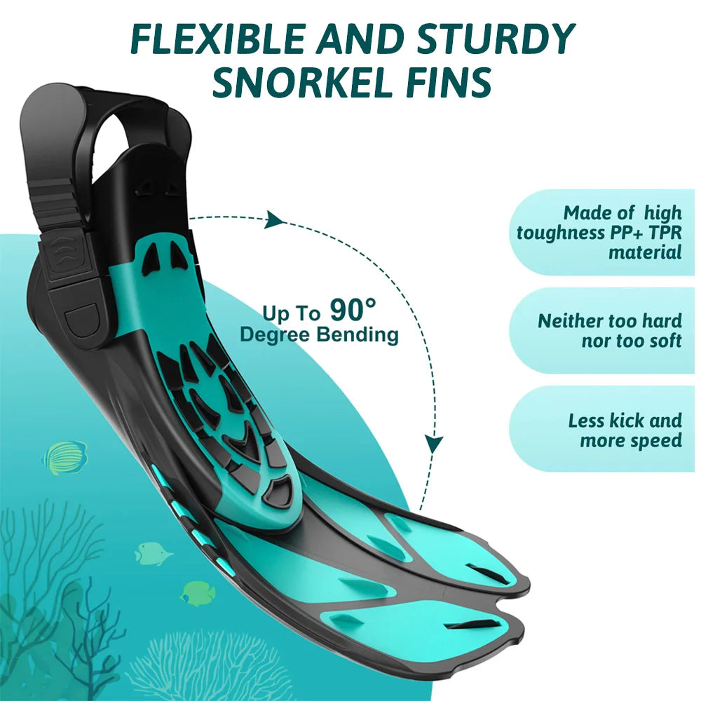 Adjustable Silicone Snorkel Fins – Open Heel Flippers