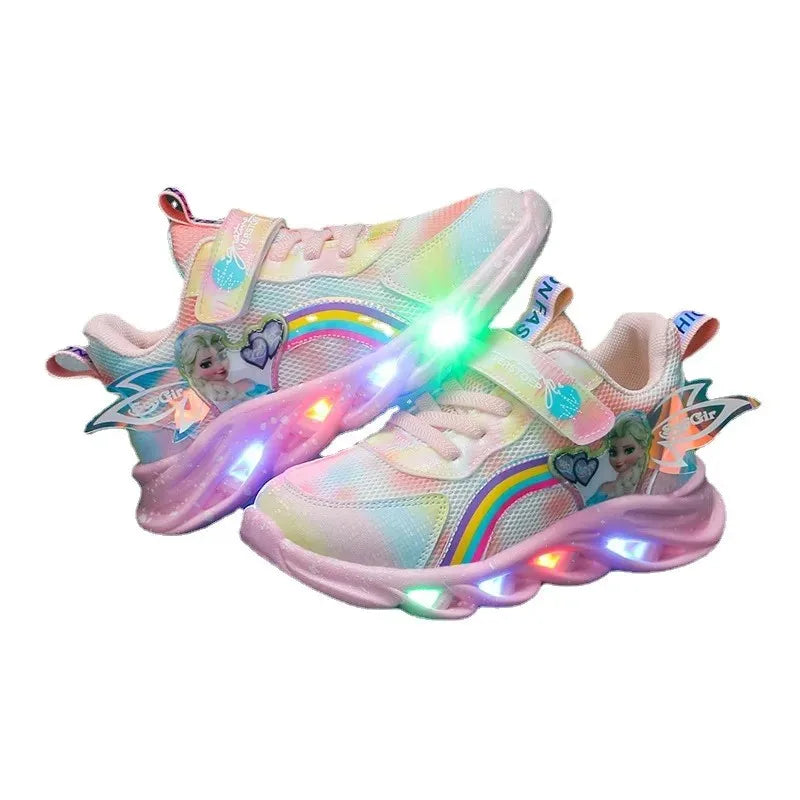 Disney Girls' LED Princess Sneakers – Elsa Pink & Purple