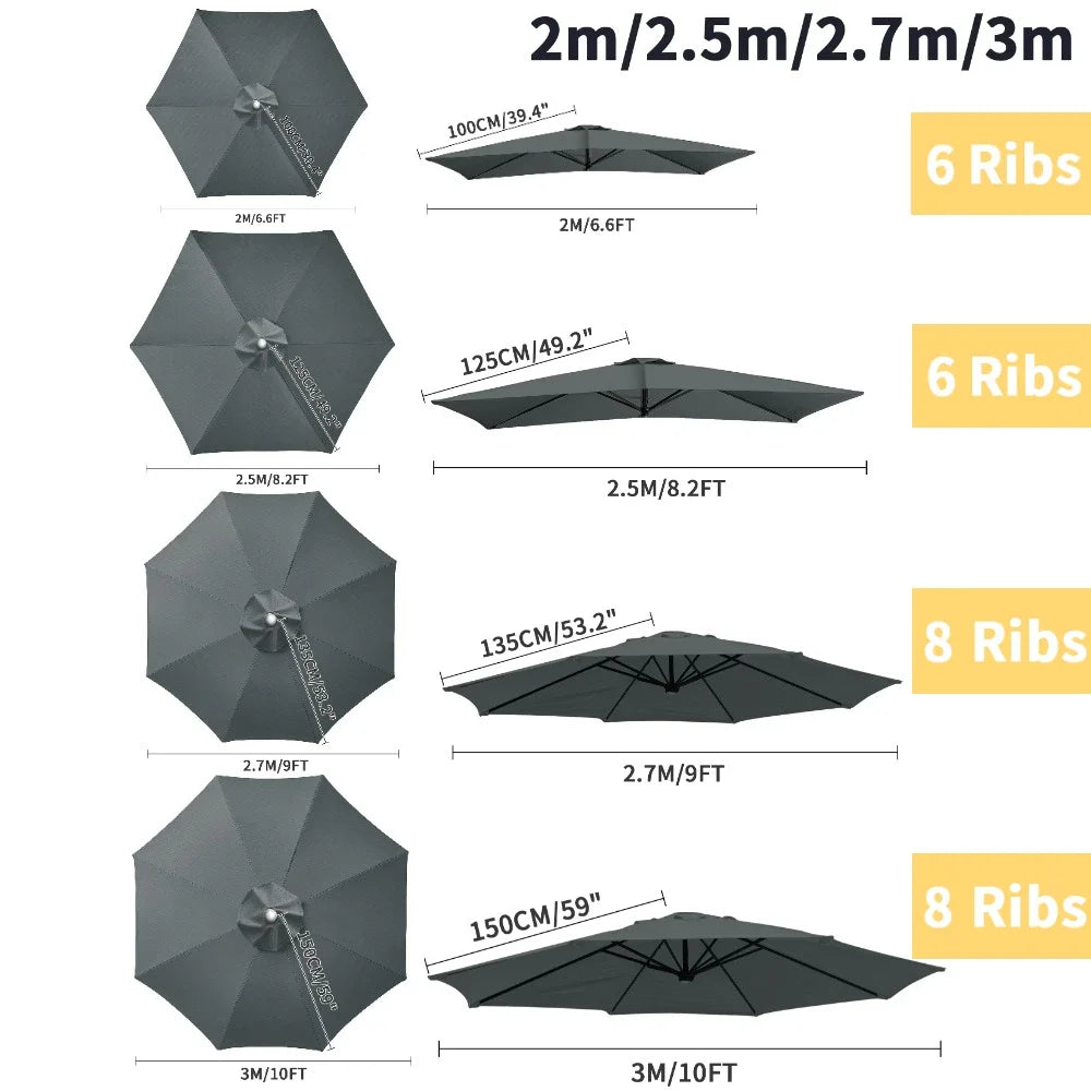 Replacement Parasol Canopy Cover with UV Protection