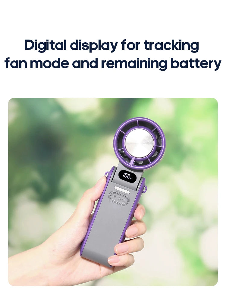 KINSCOTER Mini Portable Handheld Fan – Foldable, Rechargeable, Turbo Cooling