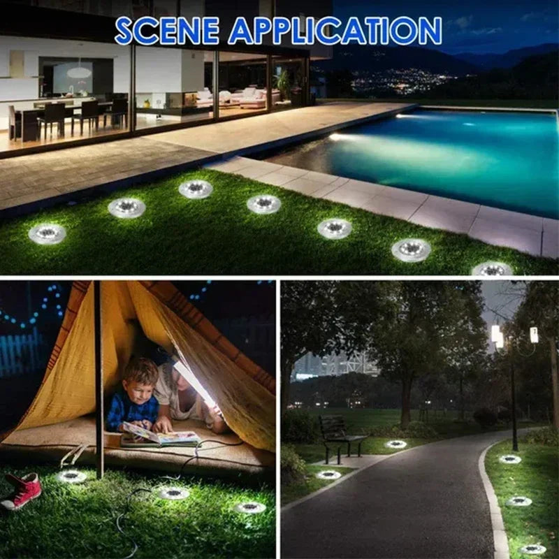 1/4/8Pcs Outdoor Solar Disk Lights – 8/20 LEDs Buried Landscape Spotlights for Garden, Lawn, Yard Decoration