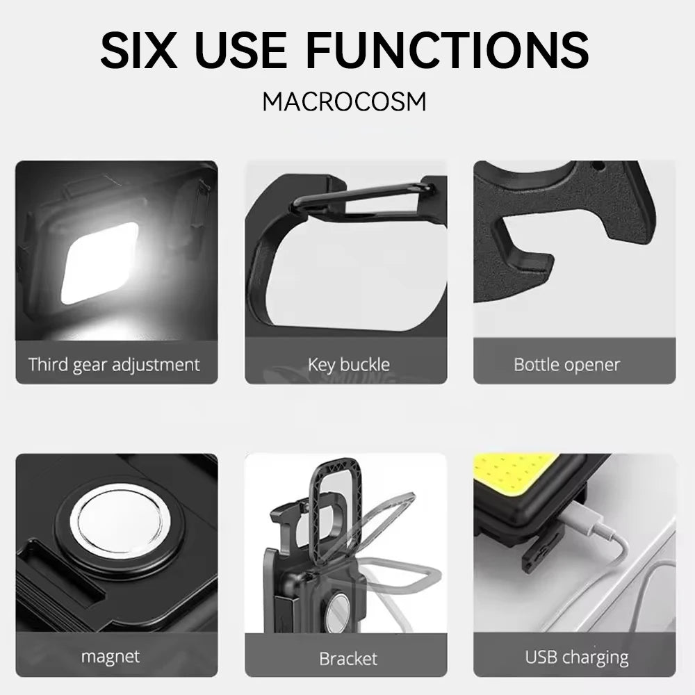 1/2Pcs Mini COB Keychain Work Light – Emergency LED Flashlight