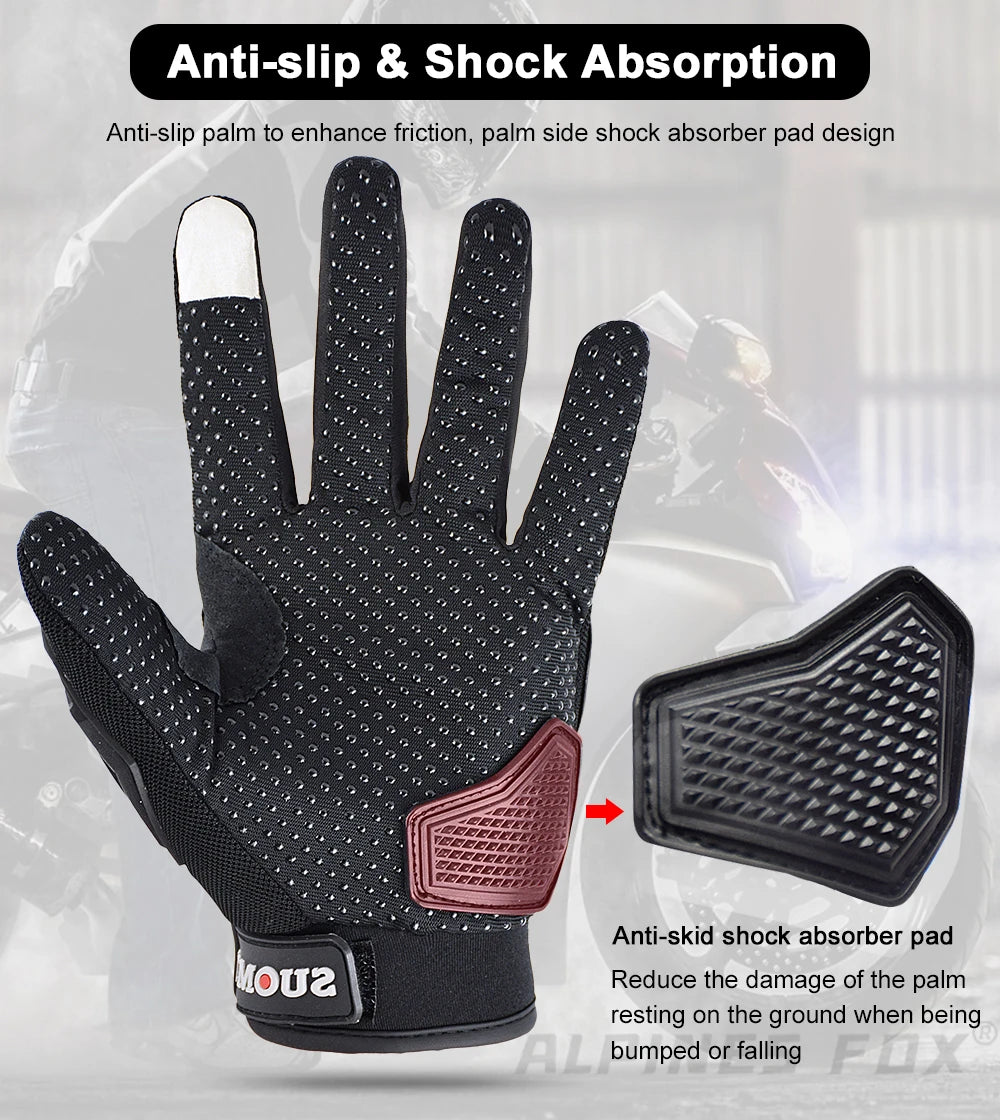 SUOMY Orange Full-Finger Motorcycle Gloves – Summer Touchscreen Gloves for Men & Women