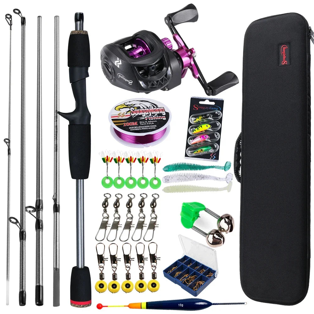Sougayilang Baitcasting Combo Kit – 5-Section Rod + 7.2:1 Reel