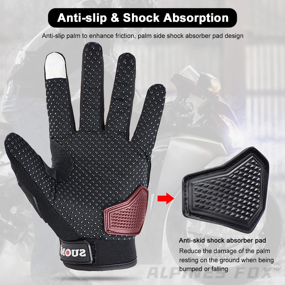SUOMY Orange Full-Finger Motorcycle Gloves – Summer Touchscreen Gloves for Men & Women