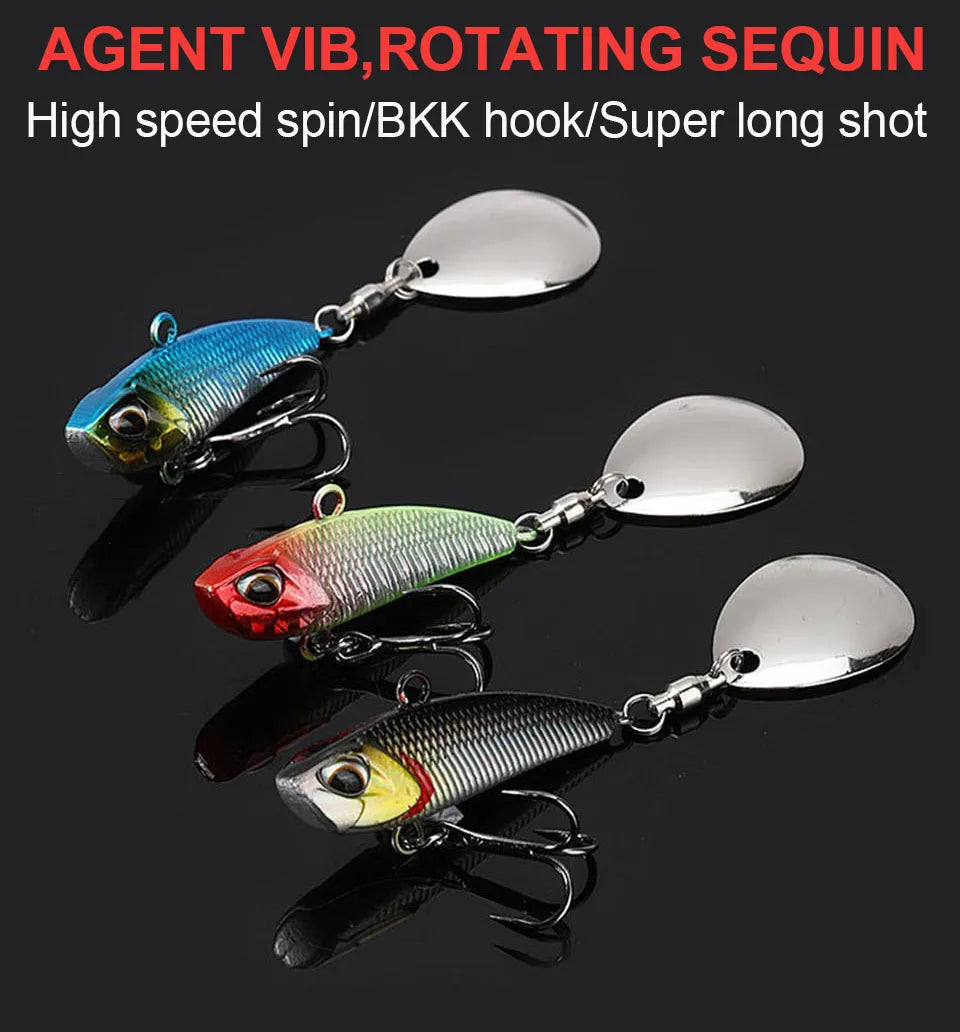WALK FISH Metal Spinner Bait VIB Lure – 7g/11g/15g/21g Trolling Wobbler with Rotating Tail