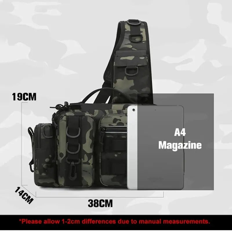 Fishing Tackle Backpack with Rod Holder – Sling Shoulder Gear Bag