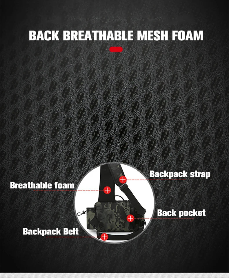 Fishing Tackle Backpack with Rod Holder – Sling Shoulder Gear Bag