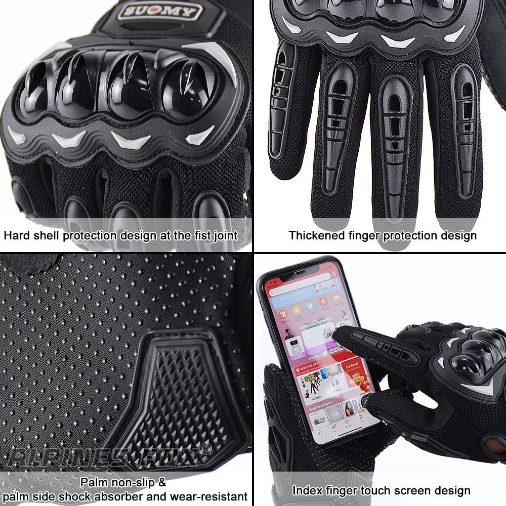 SUOMY Orange Full-Finger Motorcycle Gloves – Summer Touchscreen Gloves for Men & Women