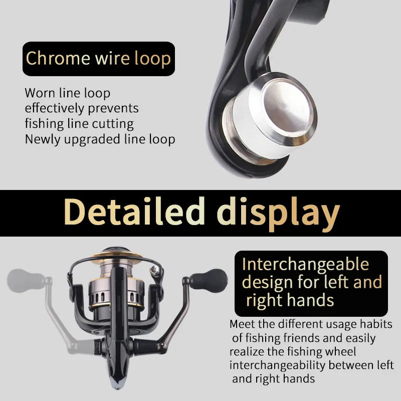 Two-Hand Rotating Fishing Reel HE1000-7000 Series – 5.2:1 Gear Ratio