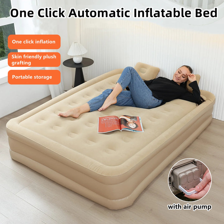 Luxury 2-Person Inflatable Camping Mattress – Thick PVC Bed with Built-in Pump