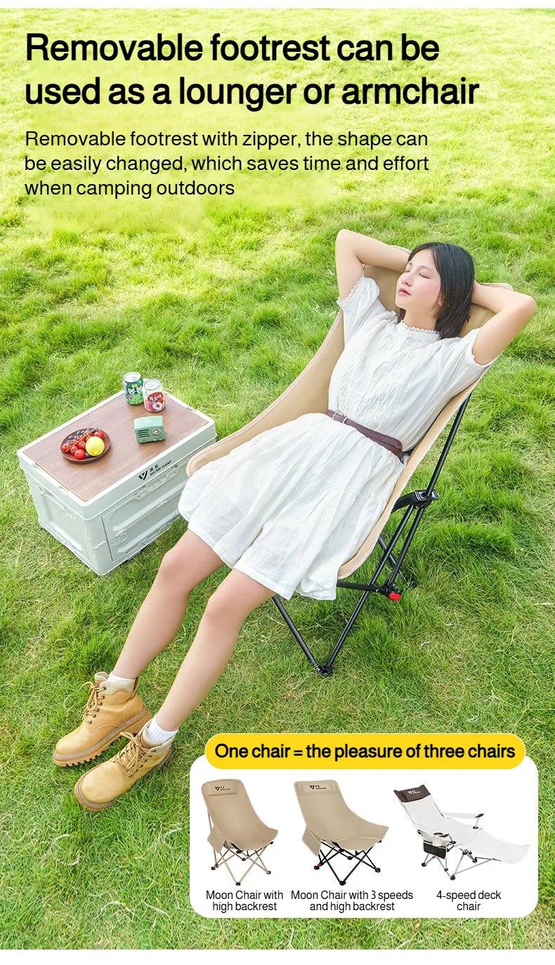 Adjustable Folding Outdoor Moon Chair – Portable High Back Camping & Beach Chair