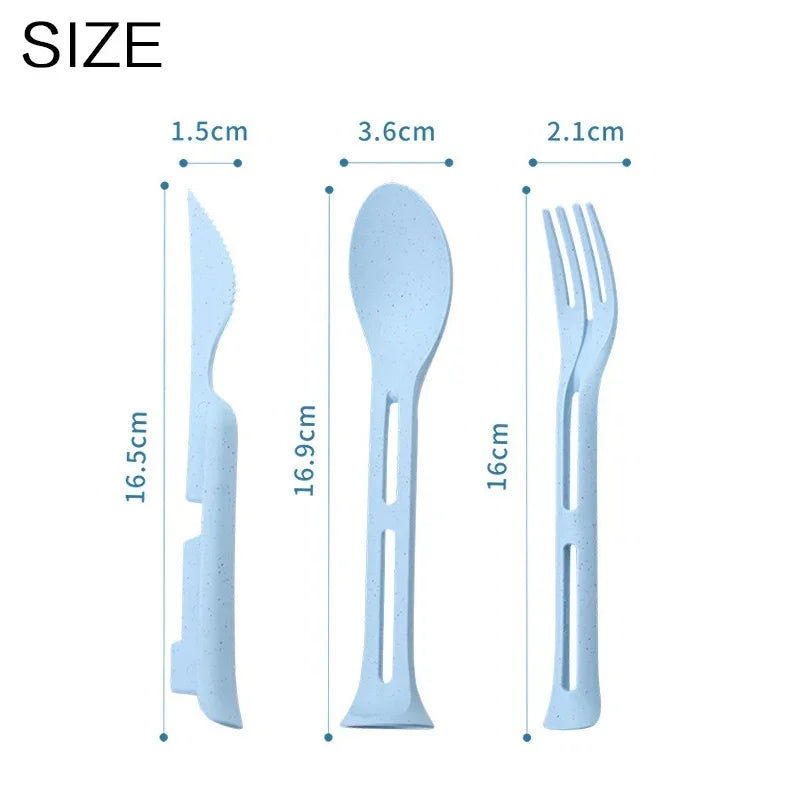 3PCS Eco Travel Cutlery Set – Wheat Straw Portable Utensils