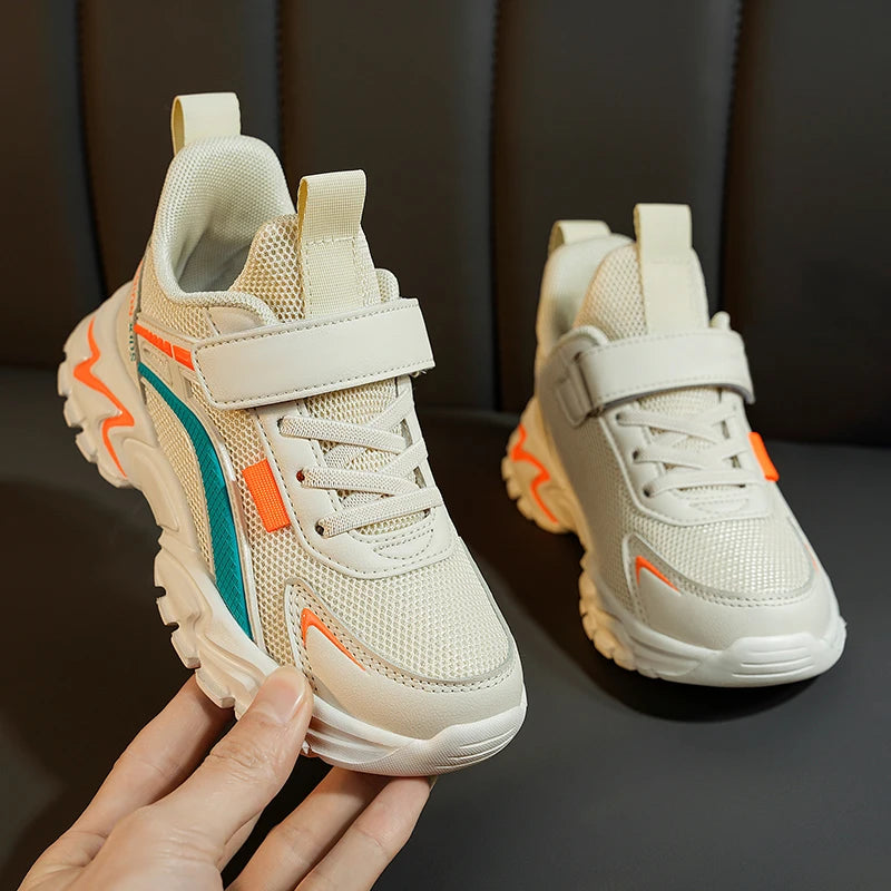 Lightweight Kids' Black Mesh Sneakers – Breathable & Non-Slip