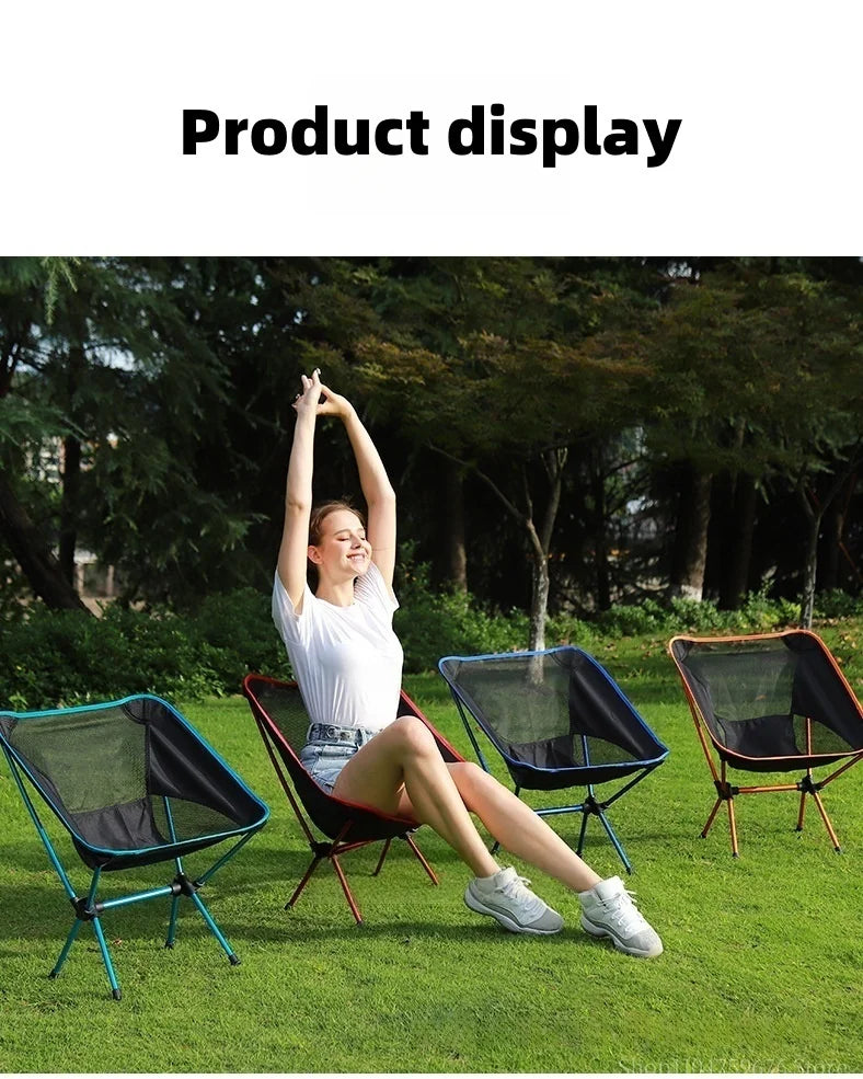Ultralight Foldable Outdoor Chair – Camping, Fishing, Reclining Moon Chair