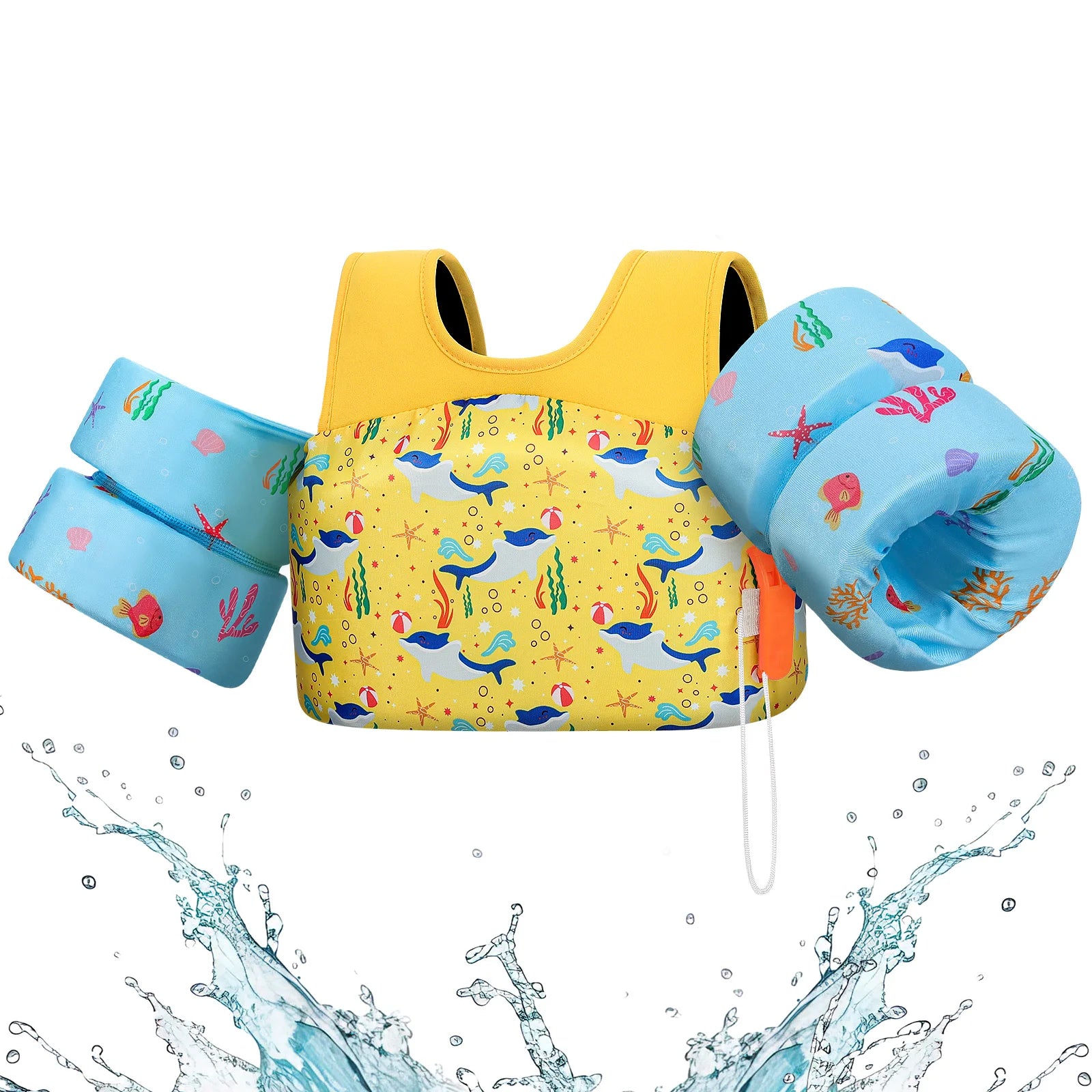 Children’s Swim Life Vest with Arm Floats & Whistle