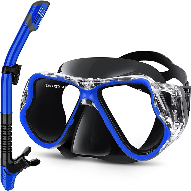 Professional Dry Snorkel Set – Panoramic Wide View Anti-Fog Diving Mask with Dry Tube