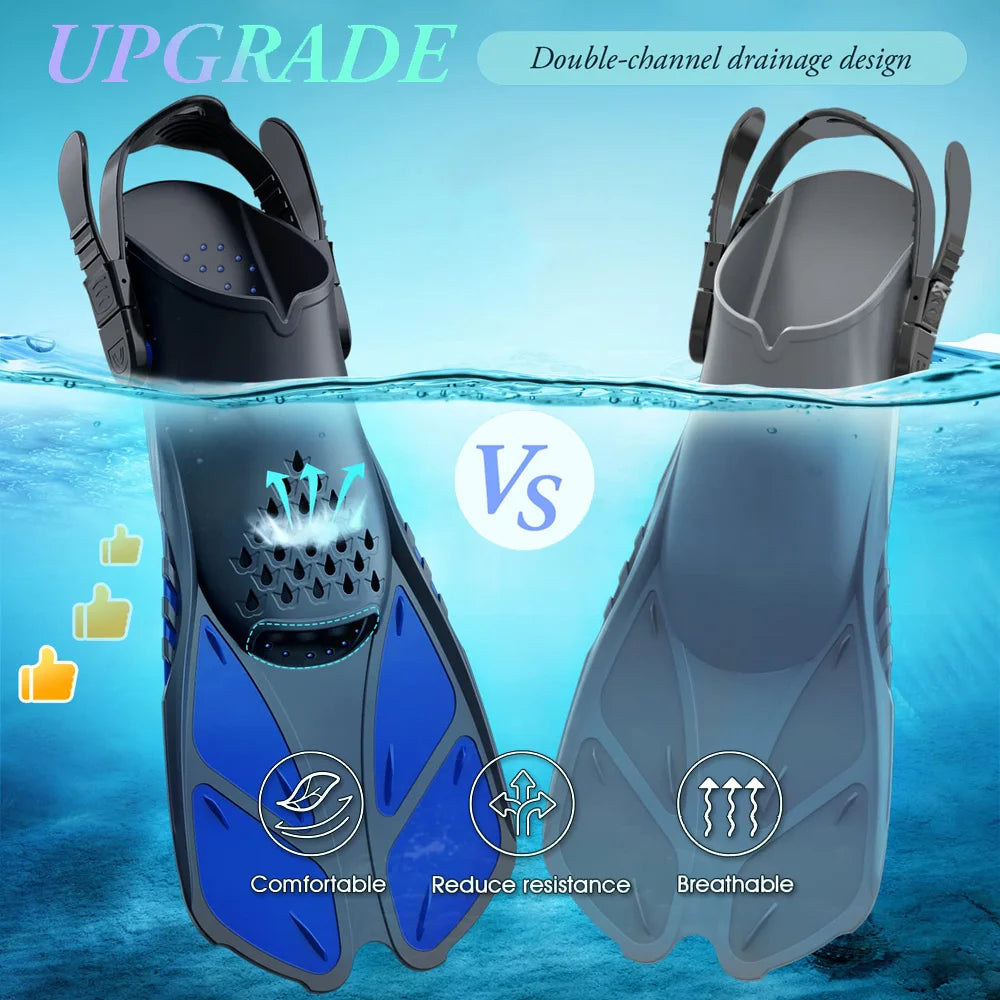 Adjustable Silicone Snorkel Fins – Open Heel Flippers