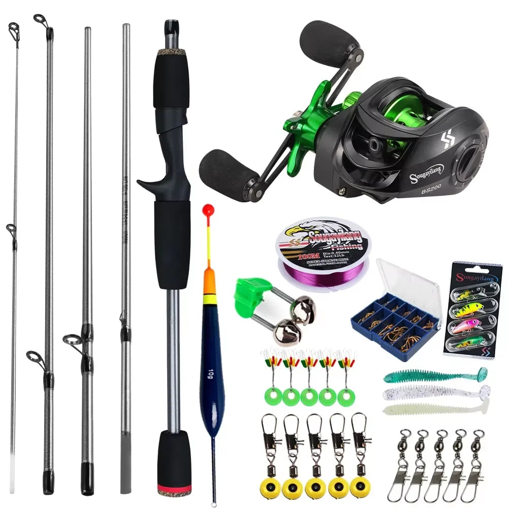 Sougayilang Baitcasting Combo Kit – 5-Section Rod + 7.2:1 Reel