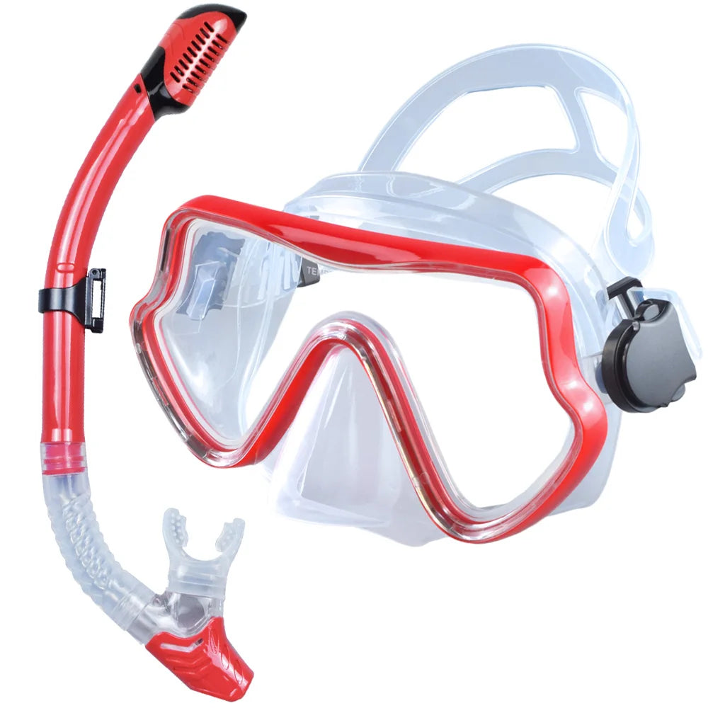 Adult Scuba Diving Mask & Snorkel Set – Tempered Glass Panoramic View